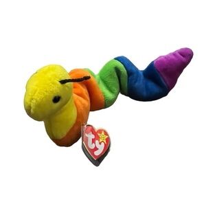 EUC Ty Beanie Baby Inch the Caterpillar Rainbow Worm Tag errors 1995